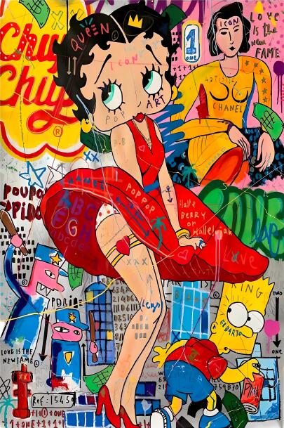 Wooden jigsaw puzzle for Betty Boop Graffiti Art, 1000 pieces