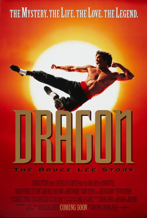 the movie poster: Dragon: The Bruce Lee Story (1993)