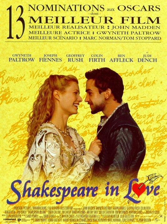 the movie poster: Shakespeare in Love (1998) ver2